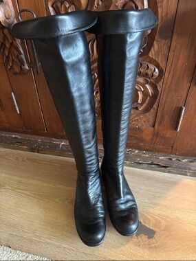 Stuart Weitzman Black Over-the-Knee Leather Boots
